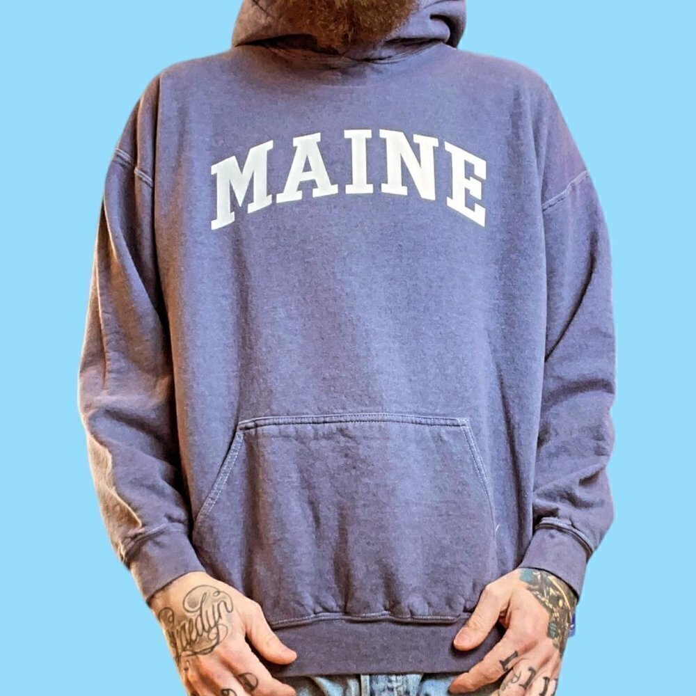 Mens Vintage Maine hoodie sweatshirt Spellout men’s XL - Picture 7 of 7